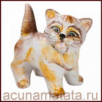 Рыжая кошка из глины купить в Москве.