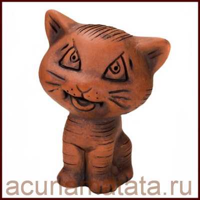 Фигурка котенок из глины купить в Москве.