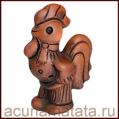 Фигурка петуха из глины купить в Москве на ВДНХ.