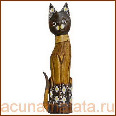 Кошка из дерева деревянная резьба интерьер купить в Москве