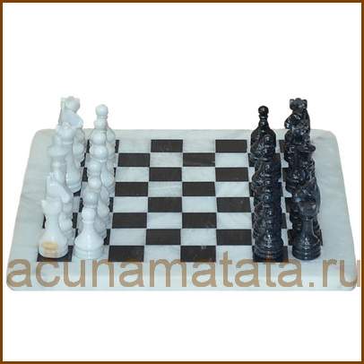 Шахматы из камня черный и белый мрамор купить в Москве.