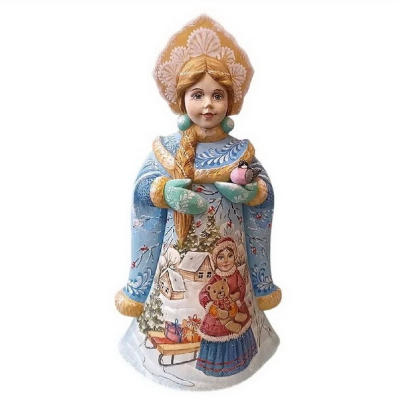 Фигурка Снегурочка из дерева, ручная роспись