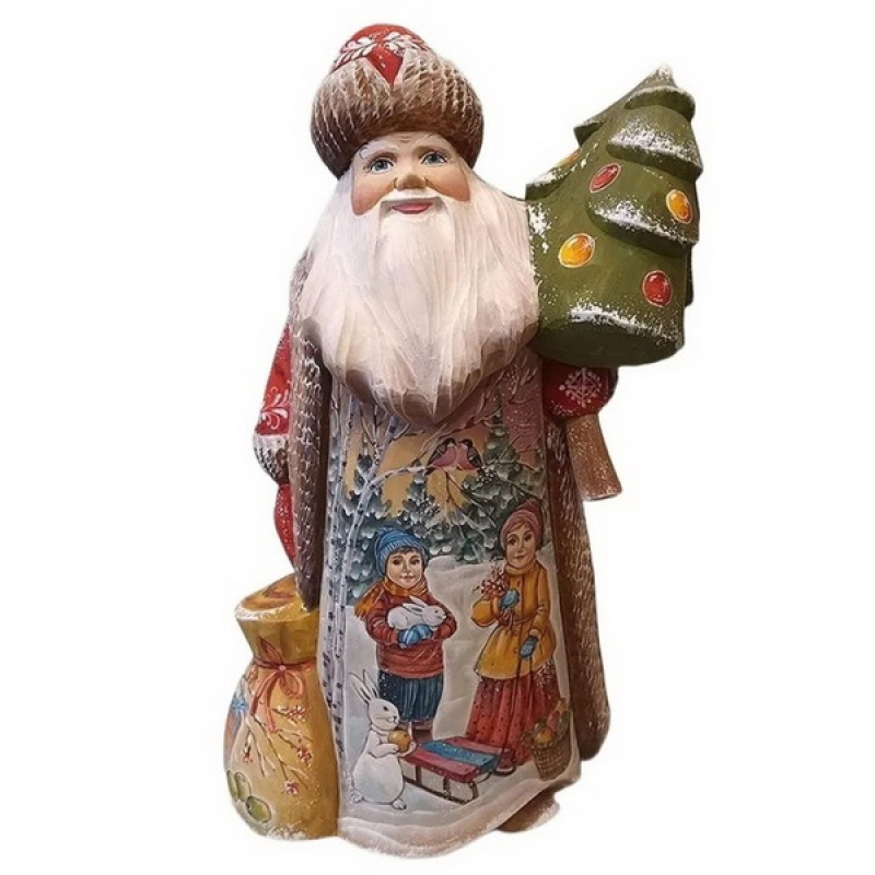 Фигурка Дед Мороз из дерева расписной