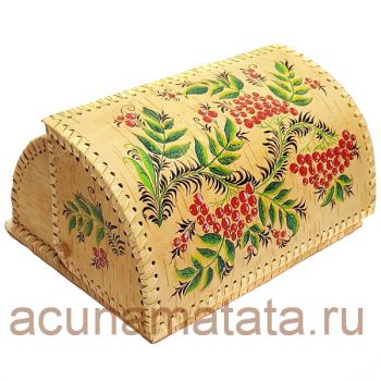 Хлебница из бересты с росписью купить в Москве.