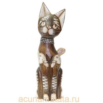 Фигурка деревянная кошка купить магазин подарков в Москве.