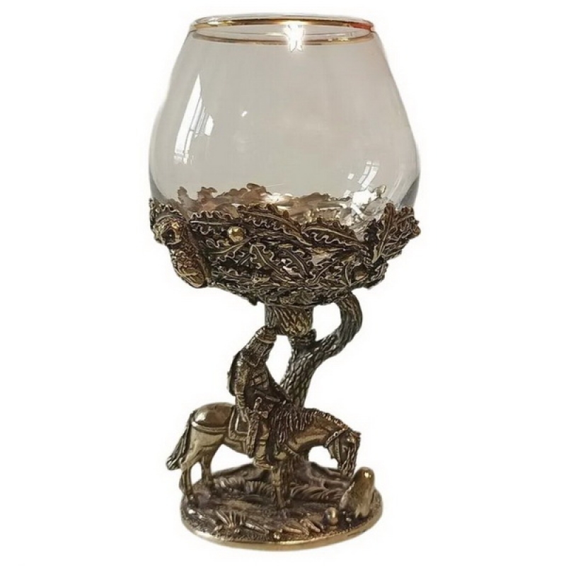 Бокал для коньяка Витязь на распутье латунный, литой.