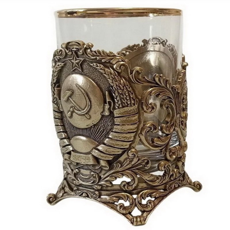 Стакан для виски Герб СССР латунный, литой