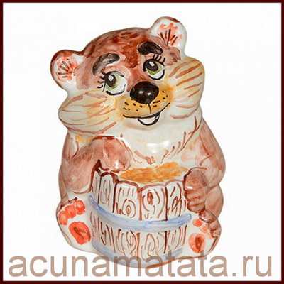 Медвежонок из глины, майолика купить в Москве.