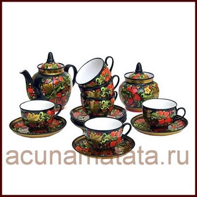Чайный сервиз хохлома купить в Москве.