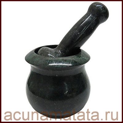 Ступка из натурального камня змеевика купить в Москве.