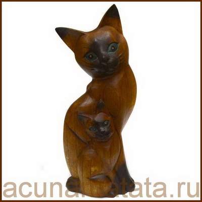 Кошки из дерева деревянная