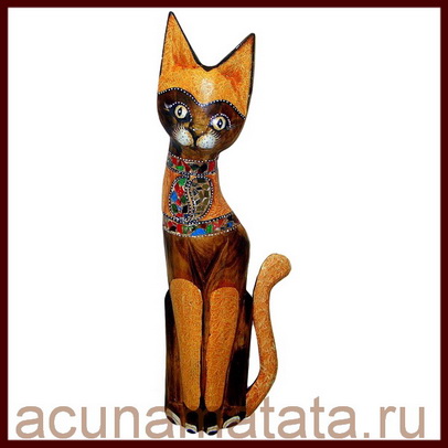 Кошка деревянная с росписью купить в Москве.