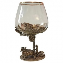 Бокал для коньяка Русская Тройка лошадей латунный, литой.