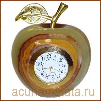 Часы из оникса "Яблоко" №3.