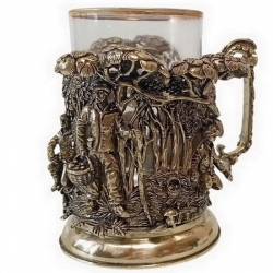 Подстаканник латунный Грибники, литой.