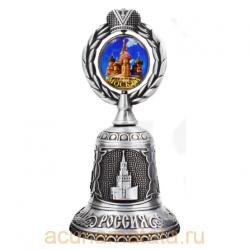 Сувенирный колокольчик Москва №4, цвет серебро.